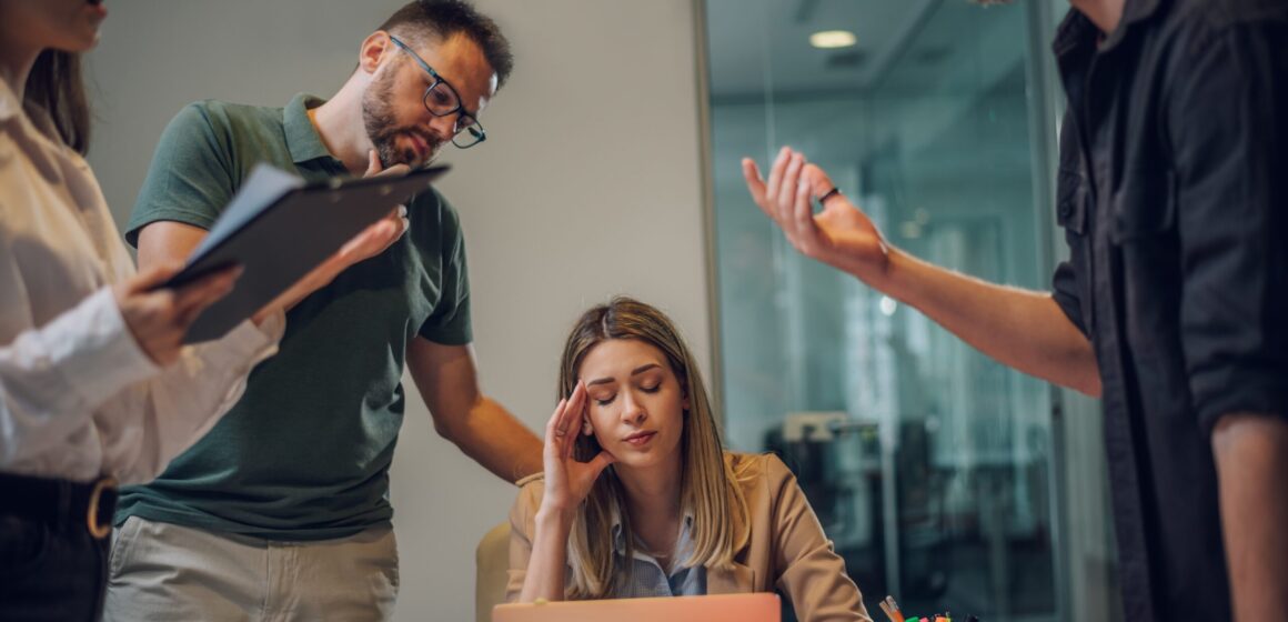 Stressed,Overwhelmed,Business,Colleagues,Feeling,Tired,At,Corporate,Meeting.,Business